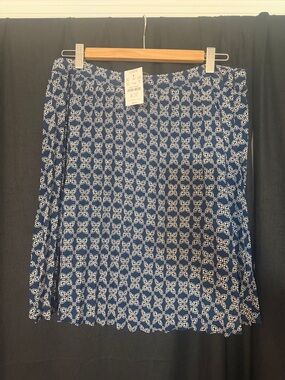 J. Crew Navy and White Printed A-Line Skirt